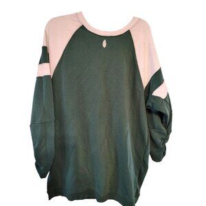 Free People FP Movement Large Green White Heritage Sport Sweatshirt Dress Active